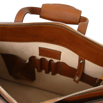 Palermo - women's 3-compartment leather briefcase