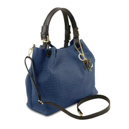 TL KeyLuck - skórzana torebka z plecionym wzorem typu shopper