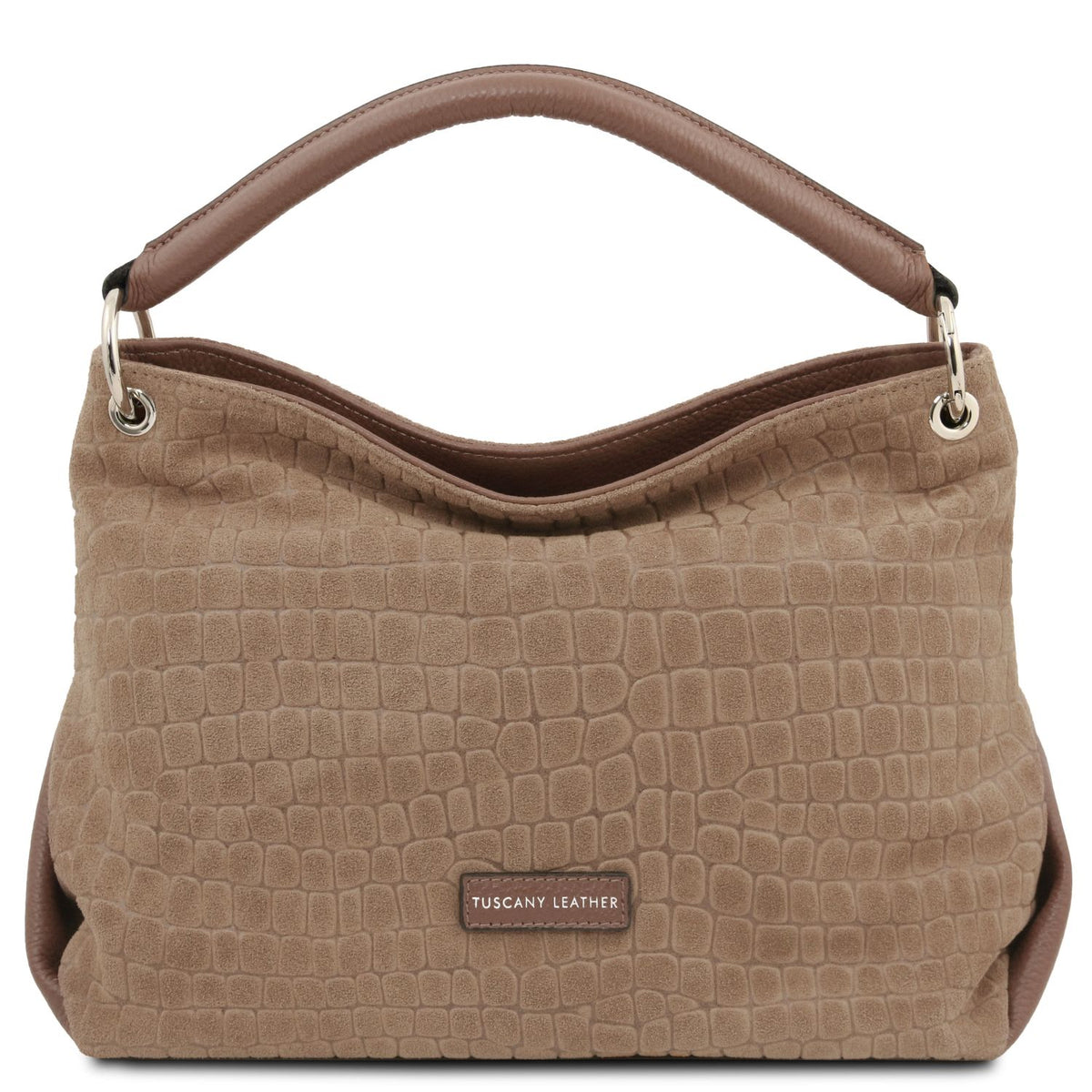 TL Bag Cocoon - zamszowa torebka na ramię we wzór croco