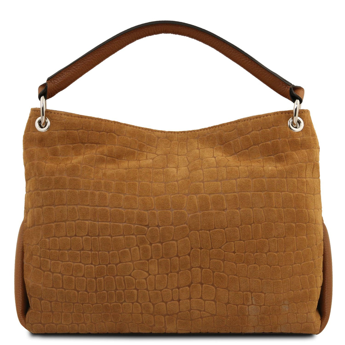 TL Bag Cocoon - zamszowa torebka na ramię we wzór croco