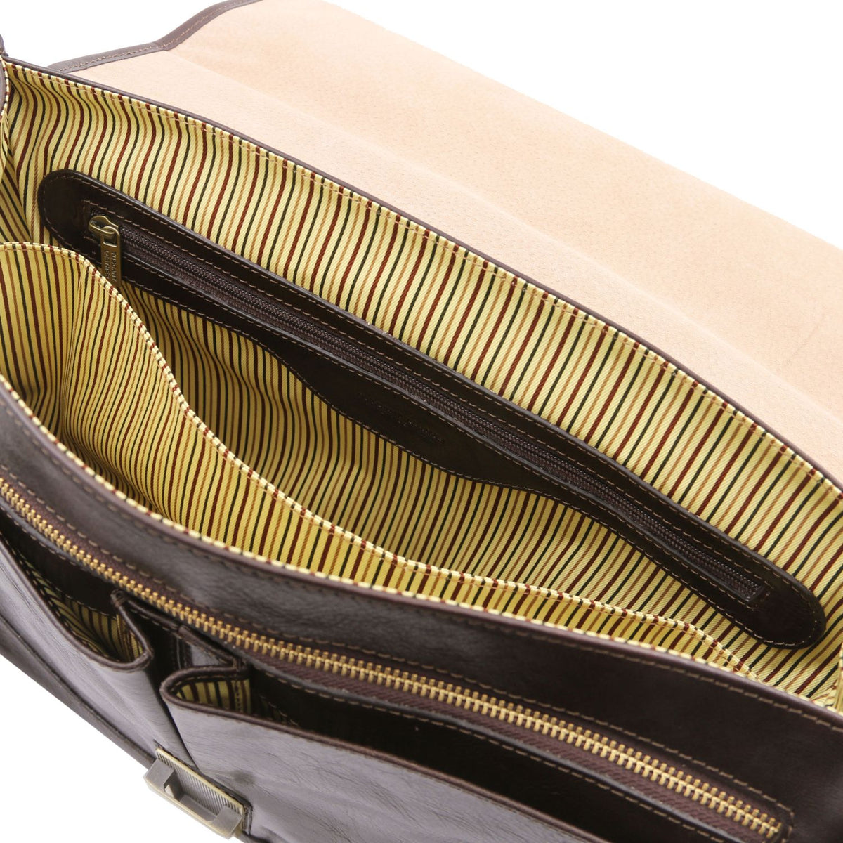 Mantova - multi-compartment leather brief/portfolio with flap and TL SMART system