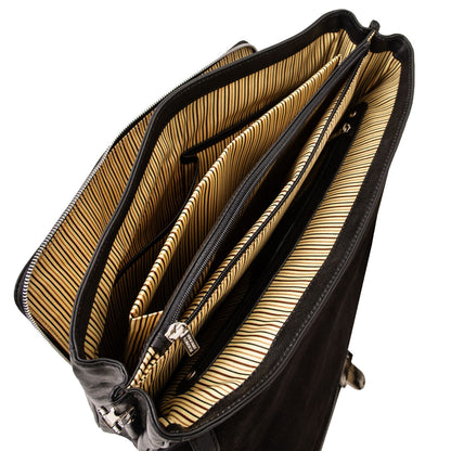 Alessandria - multi-compartment leather briefcase for laptop with TL SMART system