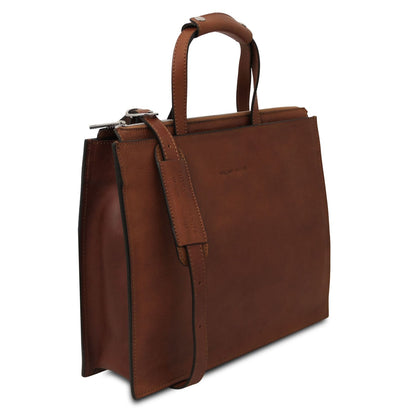 Palermo - women's 3-compartment leather briefcase