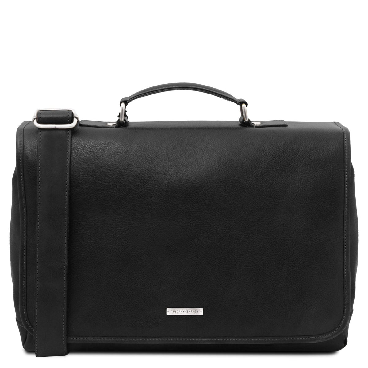 Mantova - multi-compartment leather brief/portfolio with flap and TL SMART system