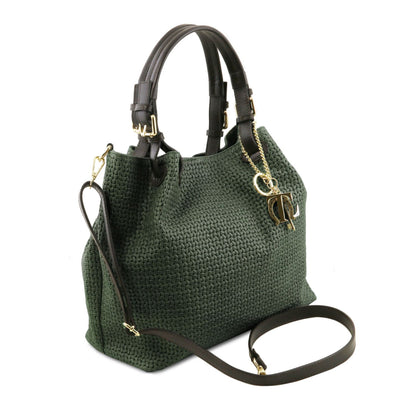 TL KeyLuck - skórzana torebka z plecionym wzorem typu shopper