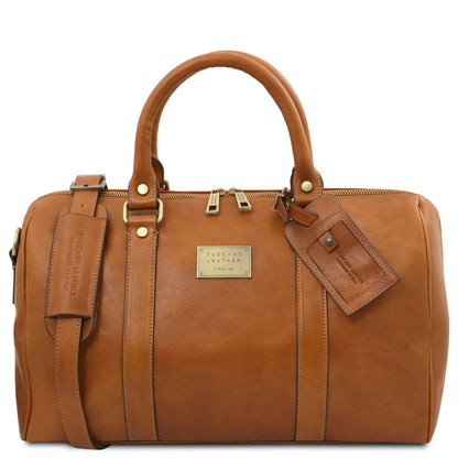 TL Voyager - leather travel bag with side pocket - small