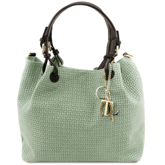 TL KeyLuck - skórzana torebka z plecionym wzorem typu shopper