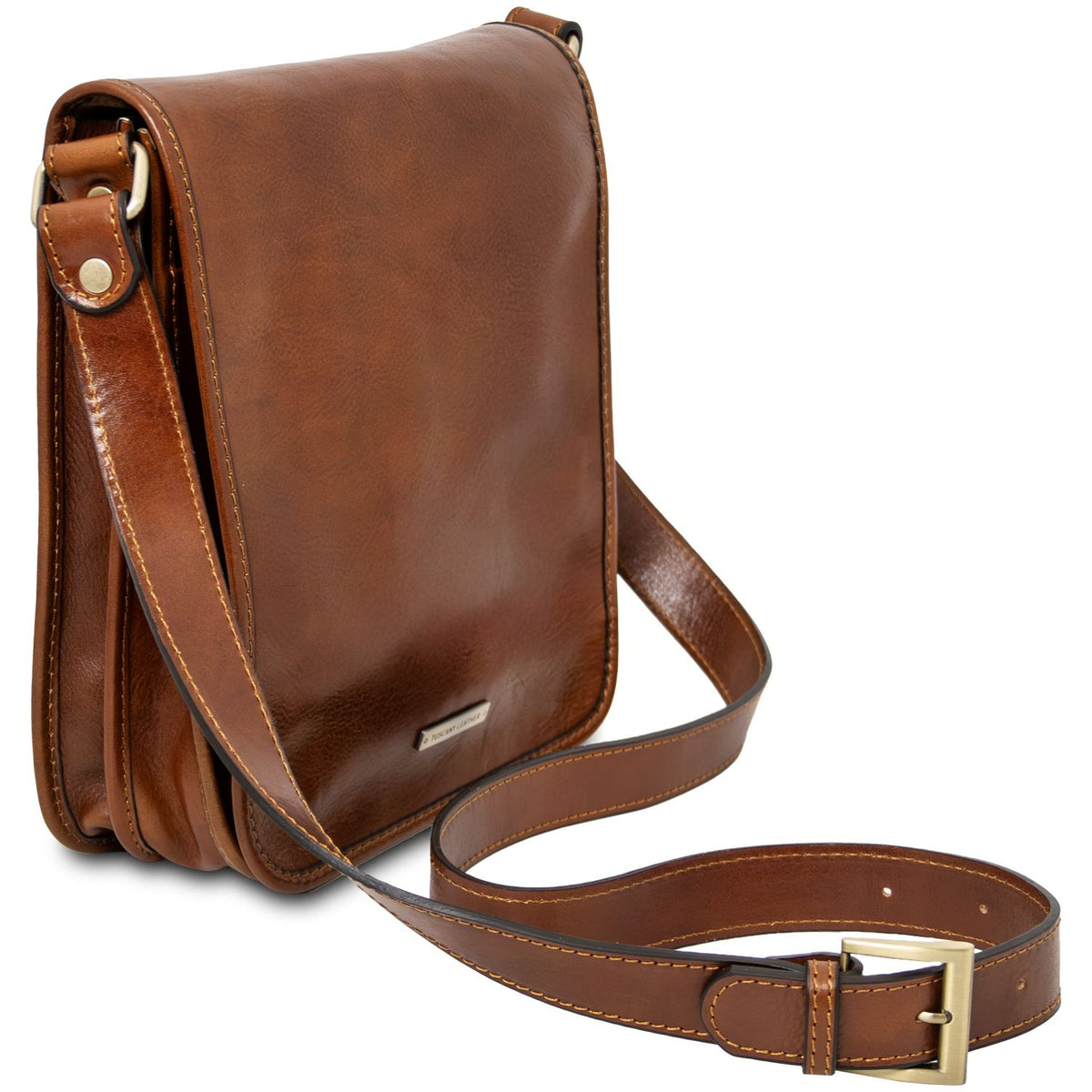 TL Messenger - two-compartment leather messenger bag