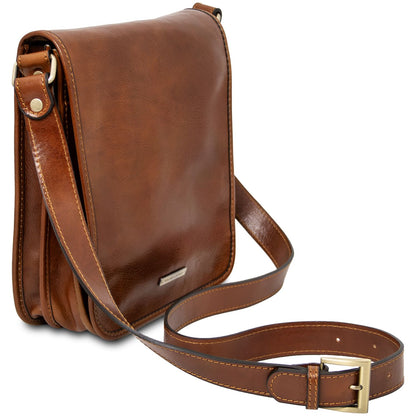 TL Messenger - two-compartment leather messenger bag