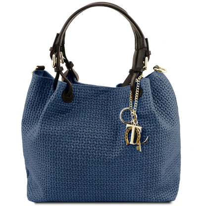 TL KeyLuck - skórzana torebka z plecionym wzorem typu shopper