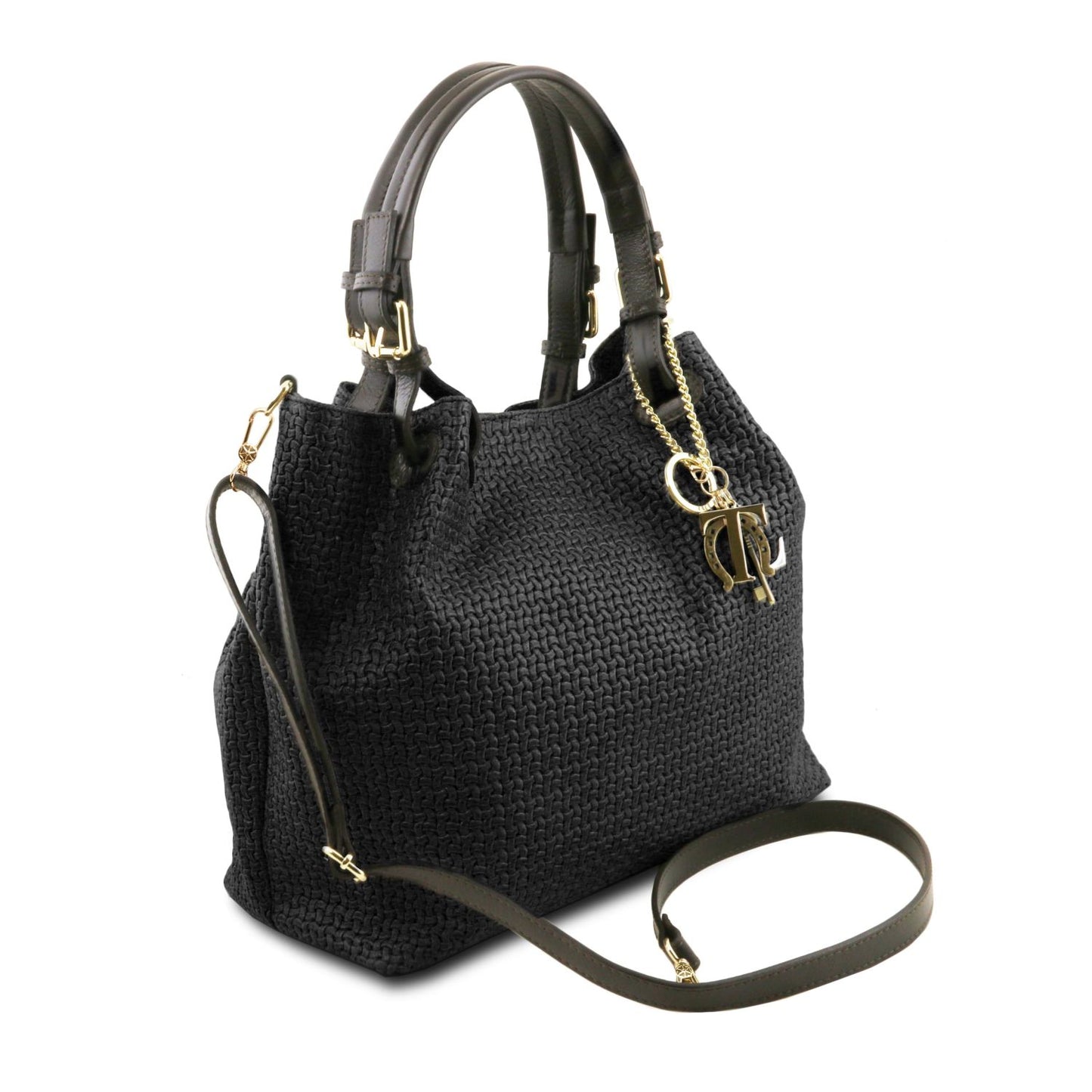TL KeyLuck - skórzana torebka z plecionym wzorem typu shopper