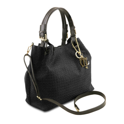 TL KeyLuck - skórzana torebka z plecionym wzorem typu shopper