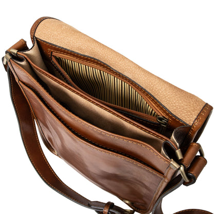 TL Messenger - two-compartment leather messenger bag