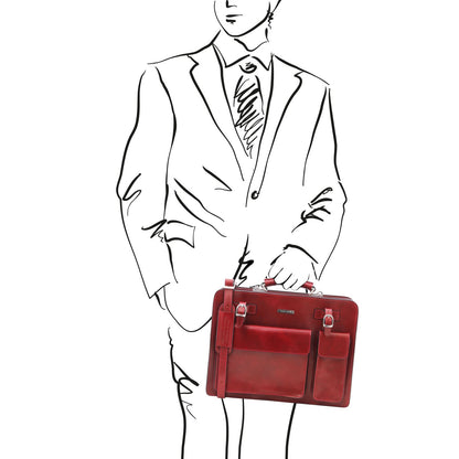 Venezia - Two-compartment Leather Briefcase