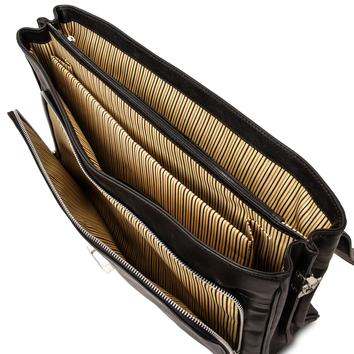 Alessandria - multi-compartment leather briefcase for laptop with TL SMART system