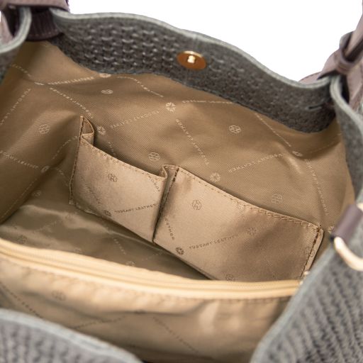 TL KeyLuck - skórzana torebka z plecionym wzorem typu shopper