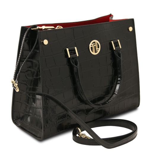 Croque - skórzana torebka o wzorze croco