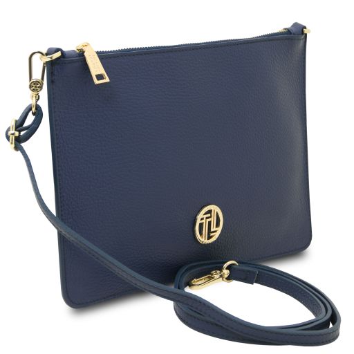 Diva - skórzana torebka-kopertówka z łańcuszkiem