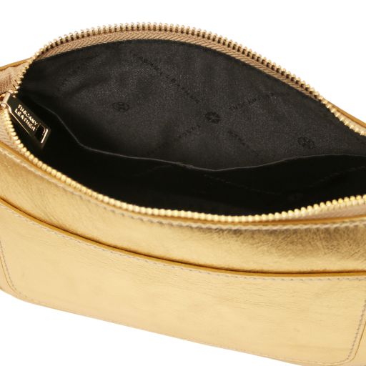 Parfait - metaliczna skórzana torebka-kopertówka